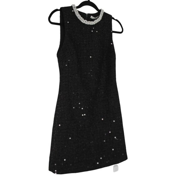 NWT Alice + Olivia Coley Black Tweed Sequin Mini Dress Size XSmall - Picture 5 of 16